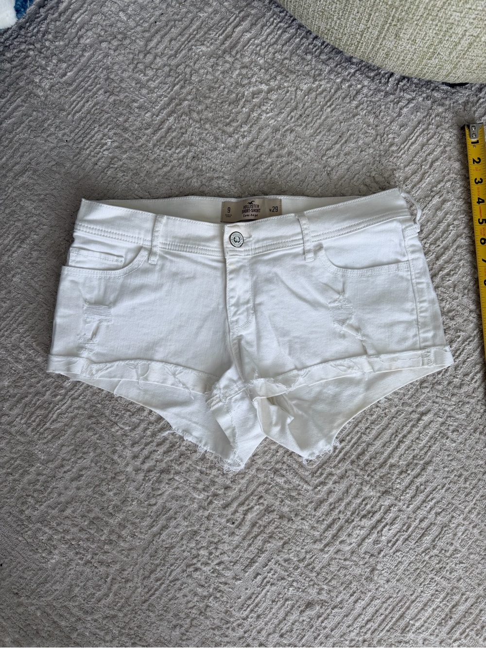 Hollister White Low-Rise Denim Shorts